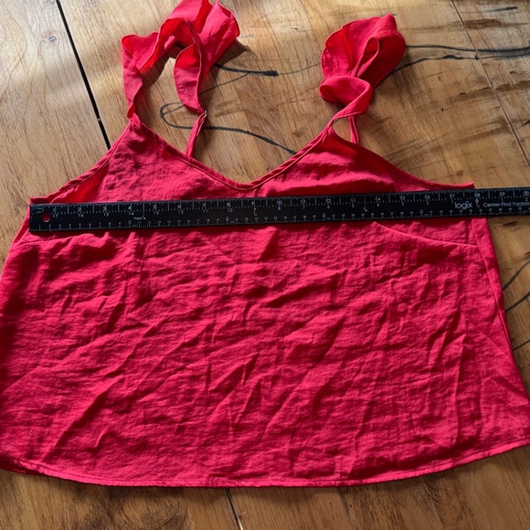 H&M Red Ruffle Strap Tank Top Size Small - Picture 4 of 7